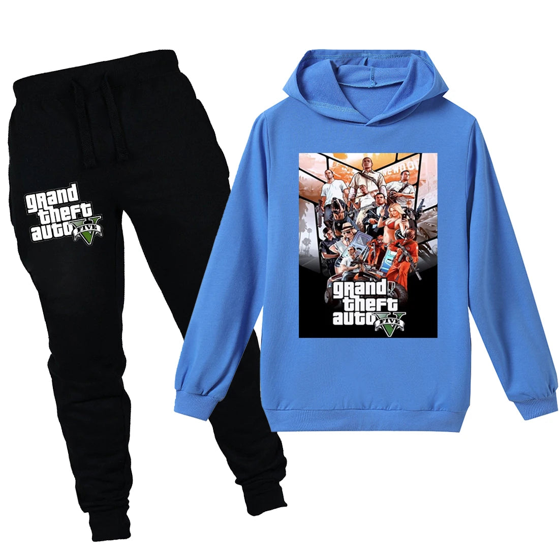 Grand Theft Auto V GTA 5 Kids Hoodies Pants 2pcs Sets Long Sleeve Pullover Boys Sweatshirt Teenage Girls Clothing 12 14 Years