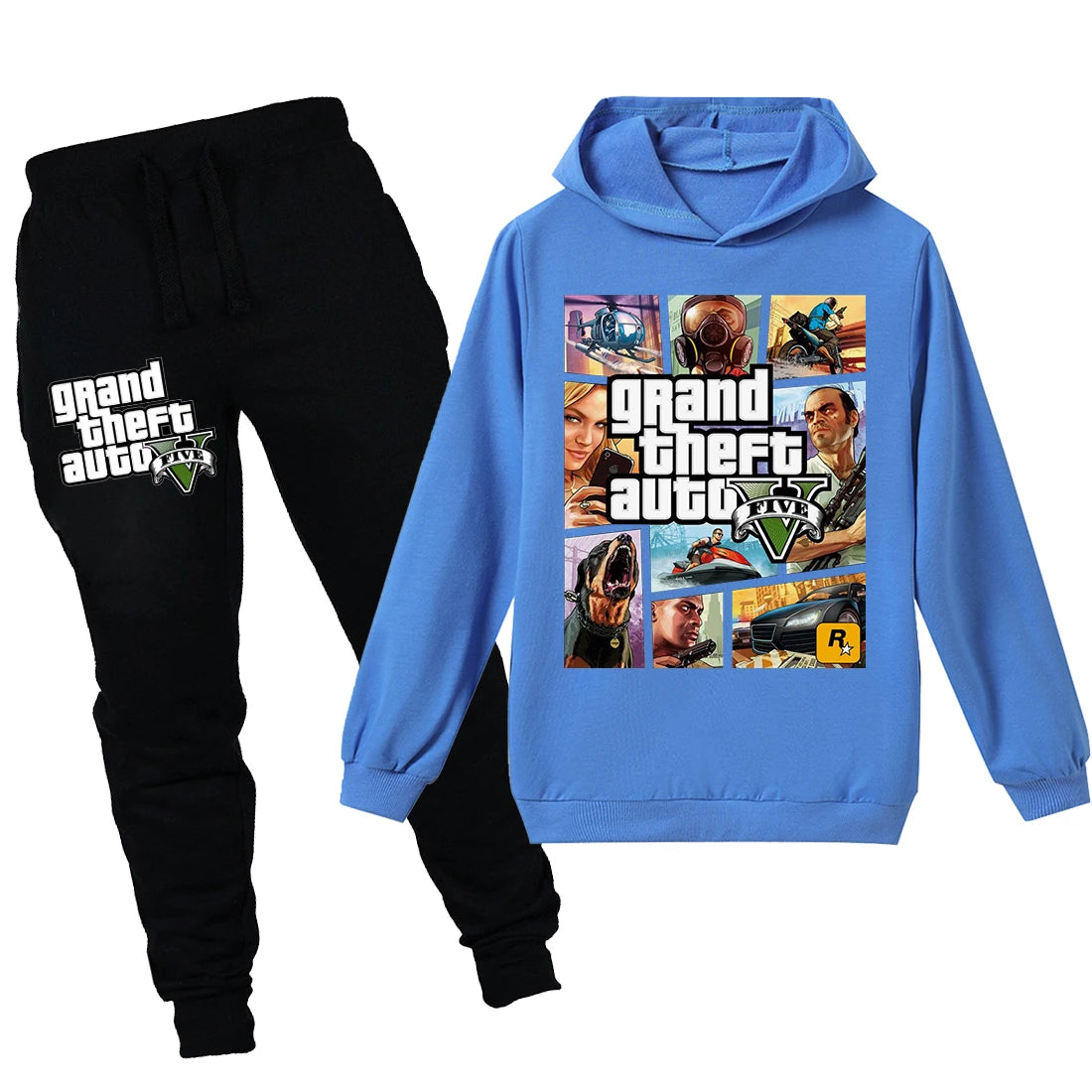 Grand Theft Auto V GTA 5 Kids Hoodies Pants 2pcs Sets Long Sleeve Pullover Boys Sweatshirt Teenage Girls Clothing 12 14 Years