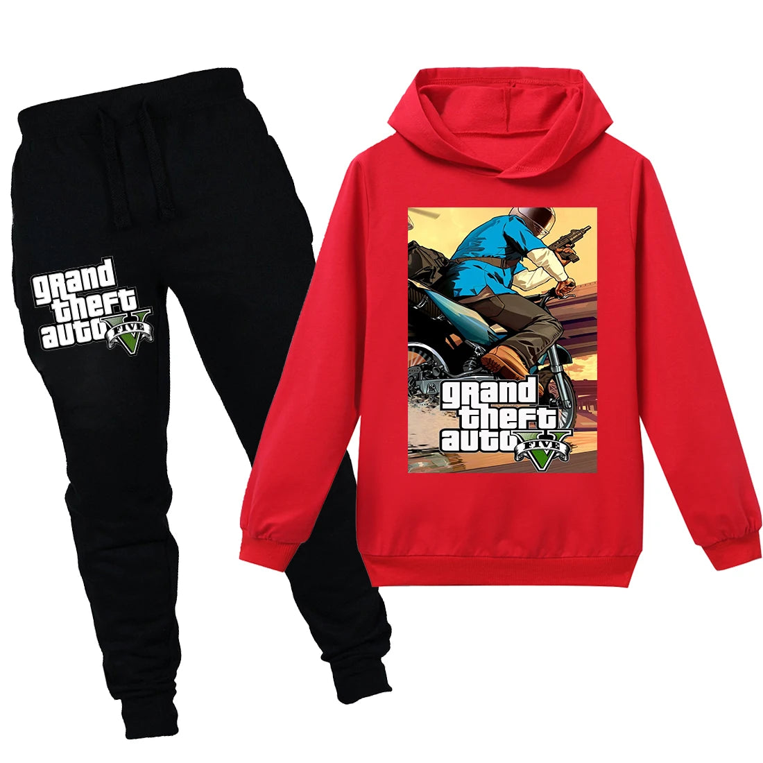 Grand Theft Auto V GTA 5 Kids Hoodies Pants 2pcs Sets Long Sleeve Pullover Boys Sweatshirt Teenage Girls Clothing 12 14 Years