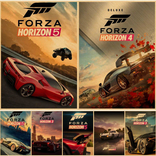 Forza Horizon 5 Small Sticker Poster Vintage Kraft Paper Prints And Posters Home Room Decor Art Wall Stickers Decoration Painting RealBadGrandpa Decor