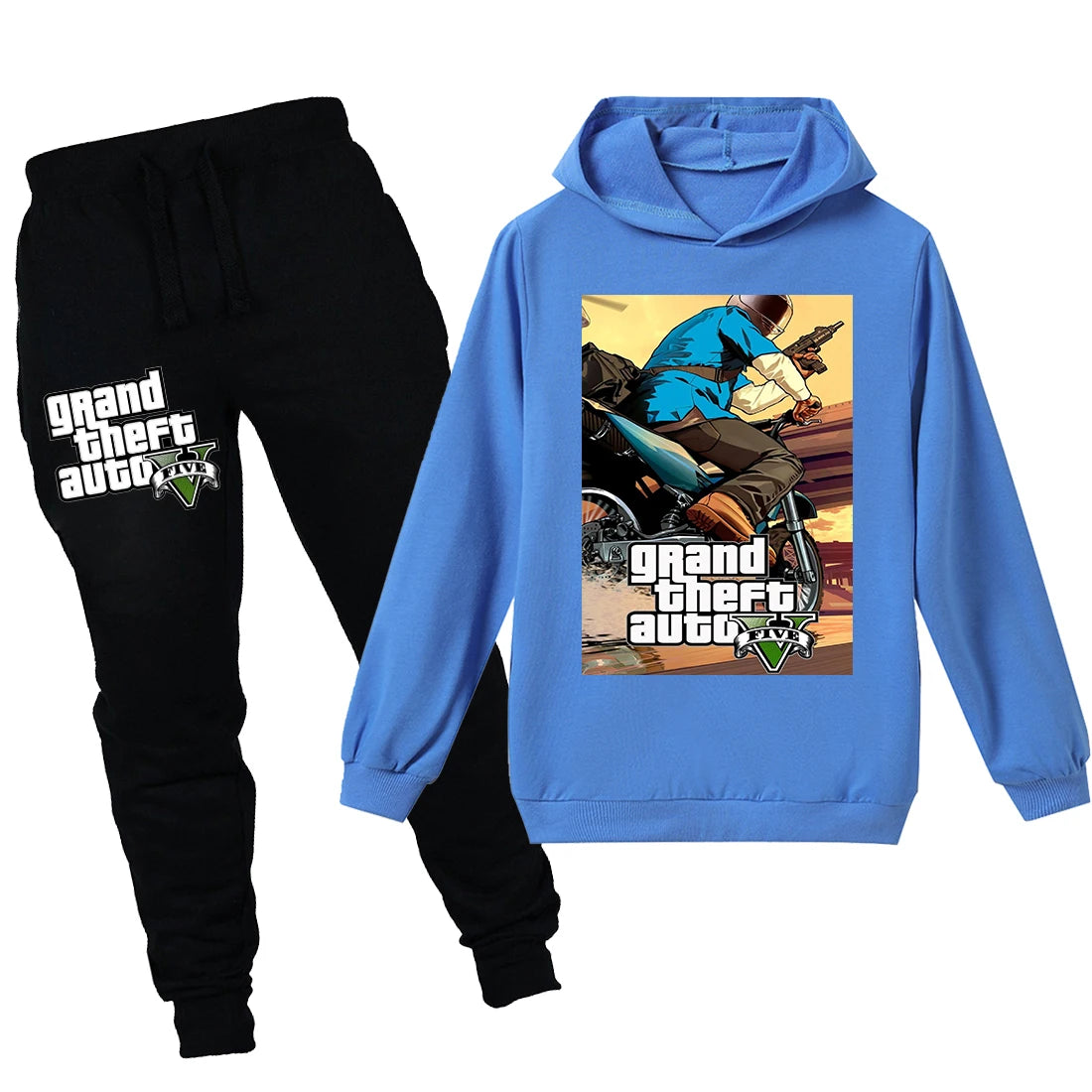 Grand Theft Auto V GTA 5 Kids Hoodies Pants 2pcs Sets Long Sleeve Pullover Boys Sweatshirt Teenage Girls Clothing 12 14 Years