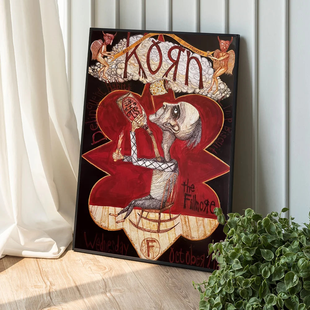 Korn Rock Band Poster Self-adhesive Metal Nu Metal Metalcore Art Poster Whitepaper Prints Posters Artwork Aesthetic Art Wall Painting