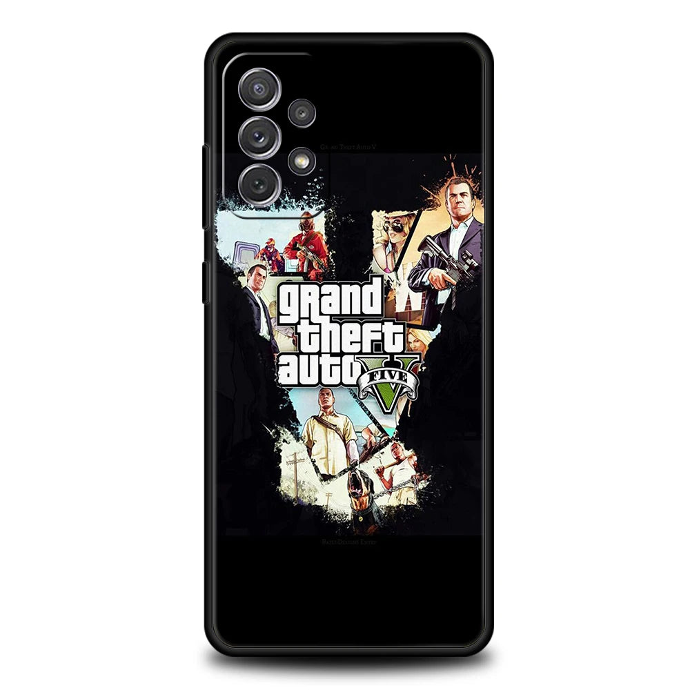 Grand Theft Auto GTA 5 Game Phone Case for Samsung Galaxy A15 A14 A25 A54 A34 A51 A71 A72 A73 A32 A52 A52S A11 A21S 5G Soft Shell