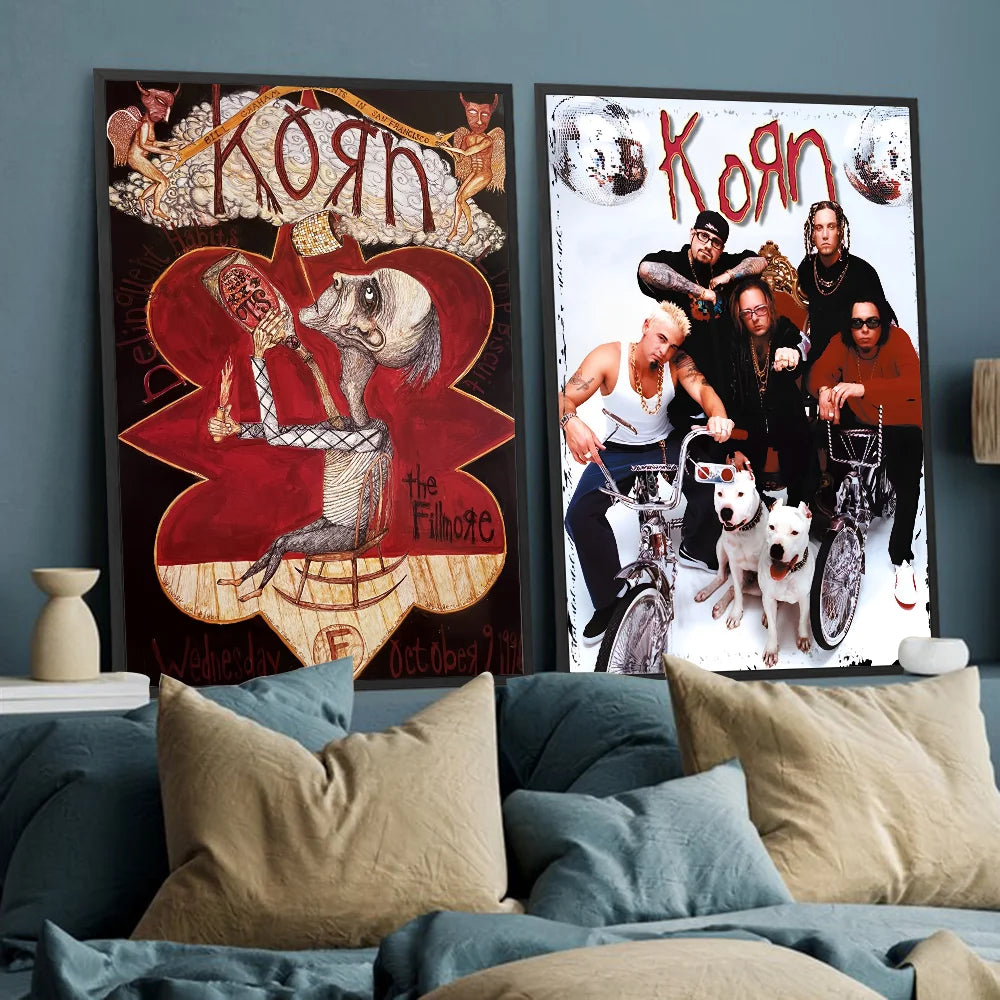 Korn Rock Band Poster Self-adhesive Metal Nu Metal Metalcore Art Poster Whitepaper Prints Posters Artwork Aesthetic Art Wall Painting