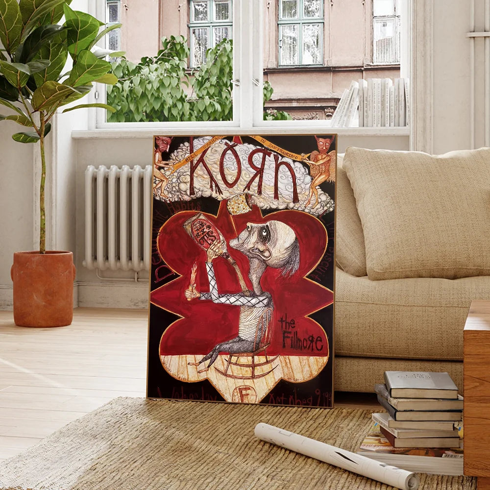 Korn Rock Band Poster Self-adhesive Metal Nu Metal Metalcore Art Poster Whitepaper Prints Posters Artwork Aesthetic Art Wall Painting