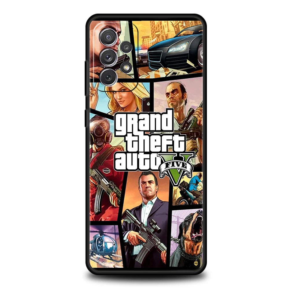 Grand Theft Auto GTA 5 Game Phone Case for Samsung Galaxy A15 A14 A25 A54 A34 A51 A71 A72 A73 A32 A52 A52S A11 A21S 5G Soft Shell