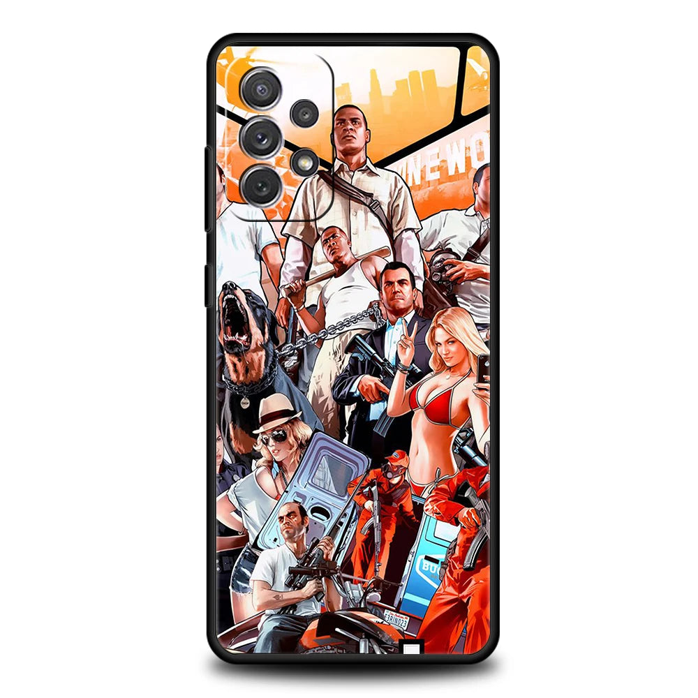 Grand Theft Auto GTA 5 Game Phone Case for Samsung Galaxy A15 A14 A25 A54 A34 A51 A71 A72 A73 A32 A52 A52S A11 A21S 5G Soft Shell