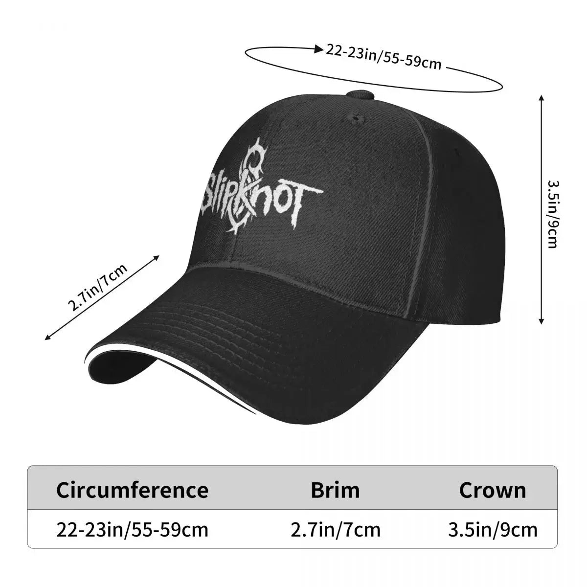 Slipknot Fashion Sandwich Bill Baseball Cap - Metal Nu Metal Metalcore Heavy Metal Rock -Outdoor Sports, Adjustable Fit, Men and Women